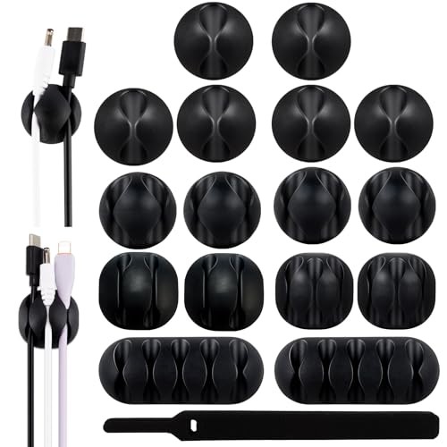 Adhesive Cable Clips Organizer Pack Black Cord Holders for Desk Under 16