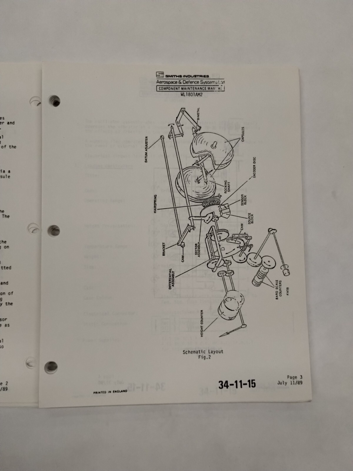Smiths Industries Counter/Pointer Altimter WL 1801AM2 Maintenance/Parts-Original