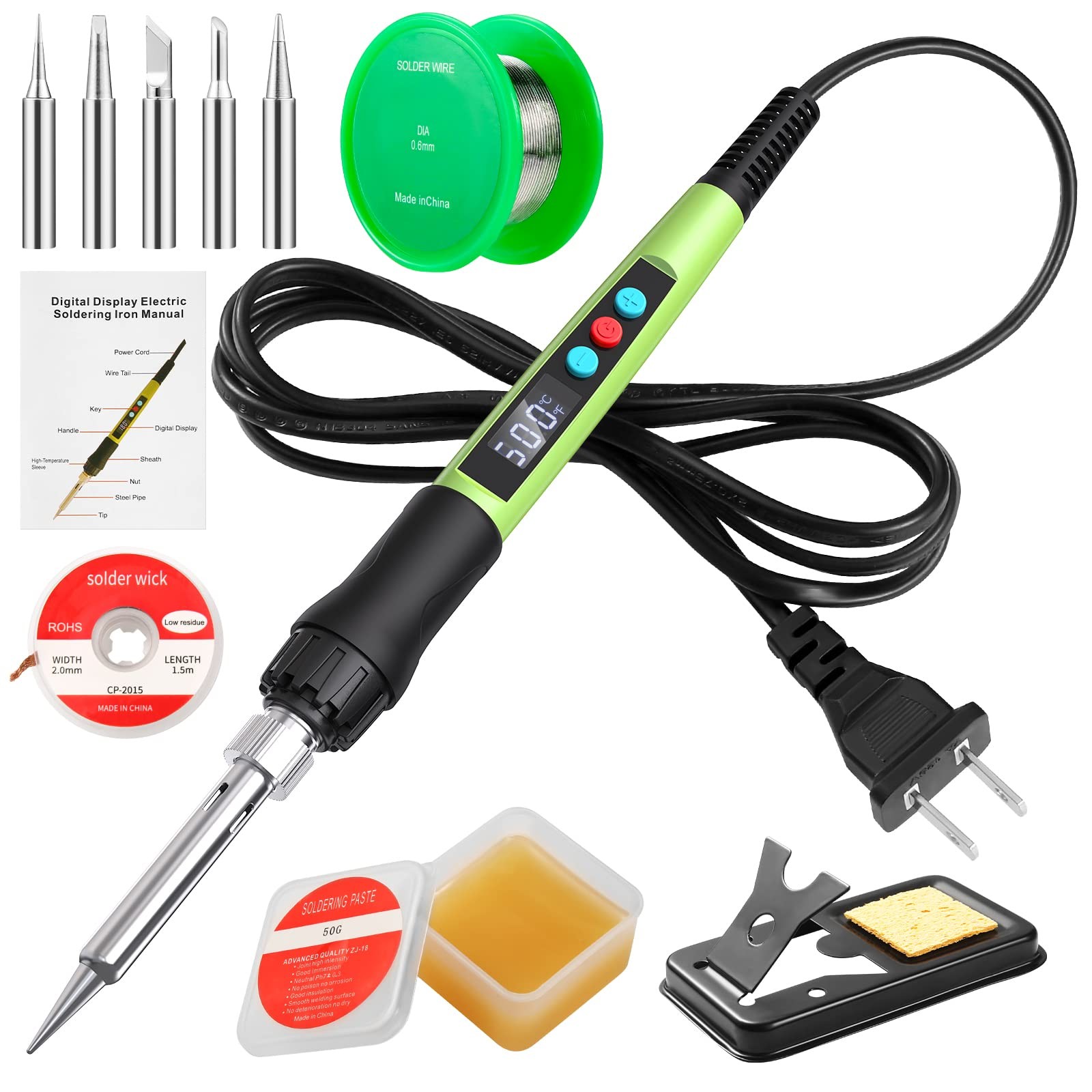 Soldering Iron Kit, 100W LED Digital Solder Gun kits with Ceramic Heater, Adj...
