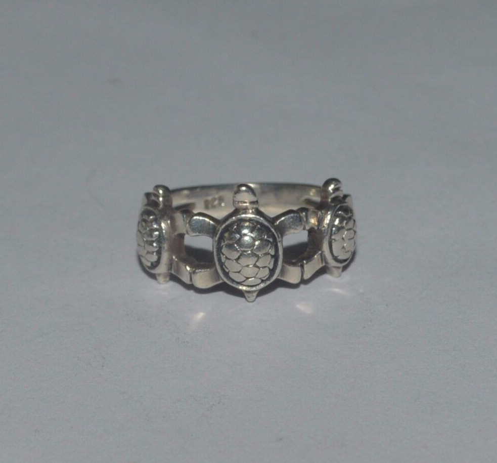 ARTISAN STERLING SILVER TURTLES TORTOISE RING SIZE 5