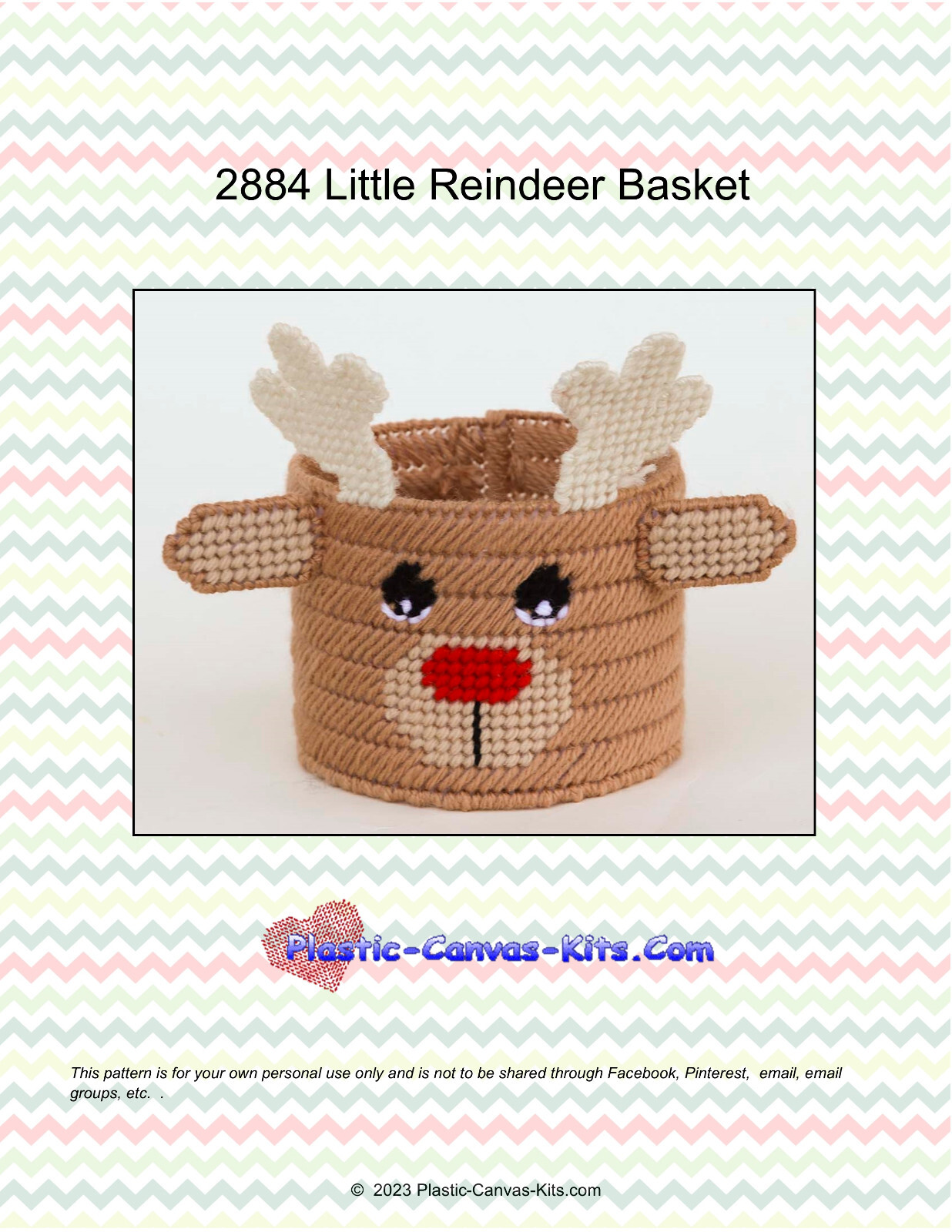 Little  Reindeer Basket- Plastic Canvas Pattern or Kit