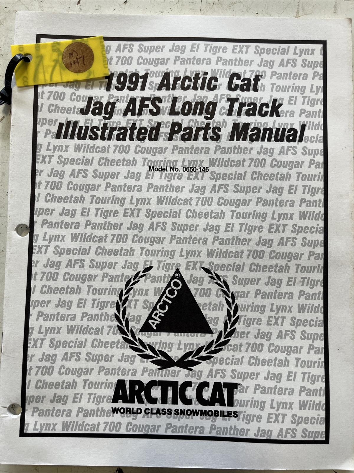 1991 ARCTIC CAT SNOW JAG AFS LONG TRACK ILLUSTRATED PARTS  MANUAL 2254-658 M147