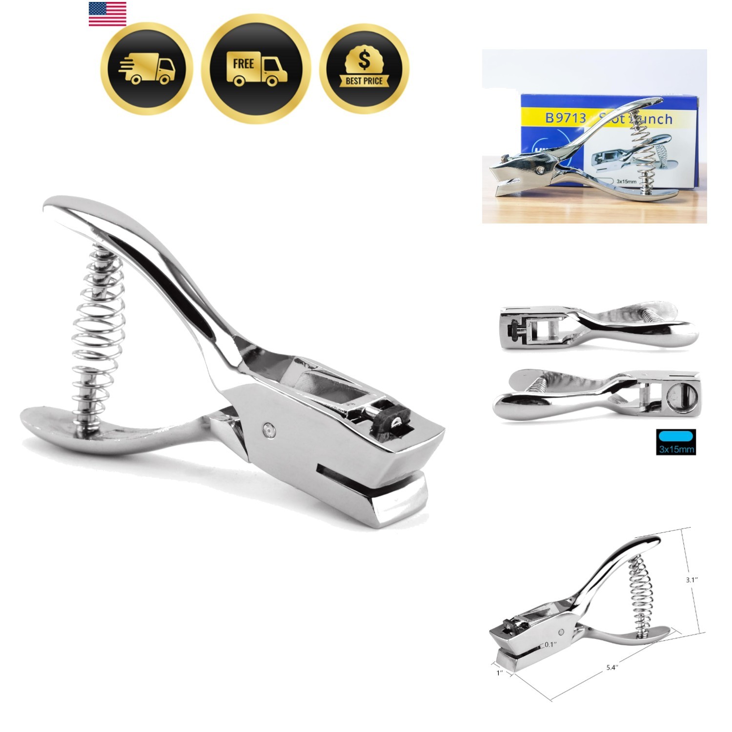 Hand Held ID Card Slot Hole Punch Metal Puncher Plier Punching Tool for ID Ca...