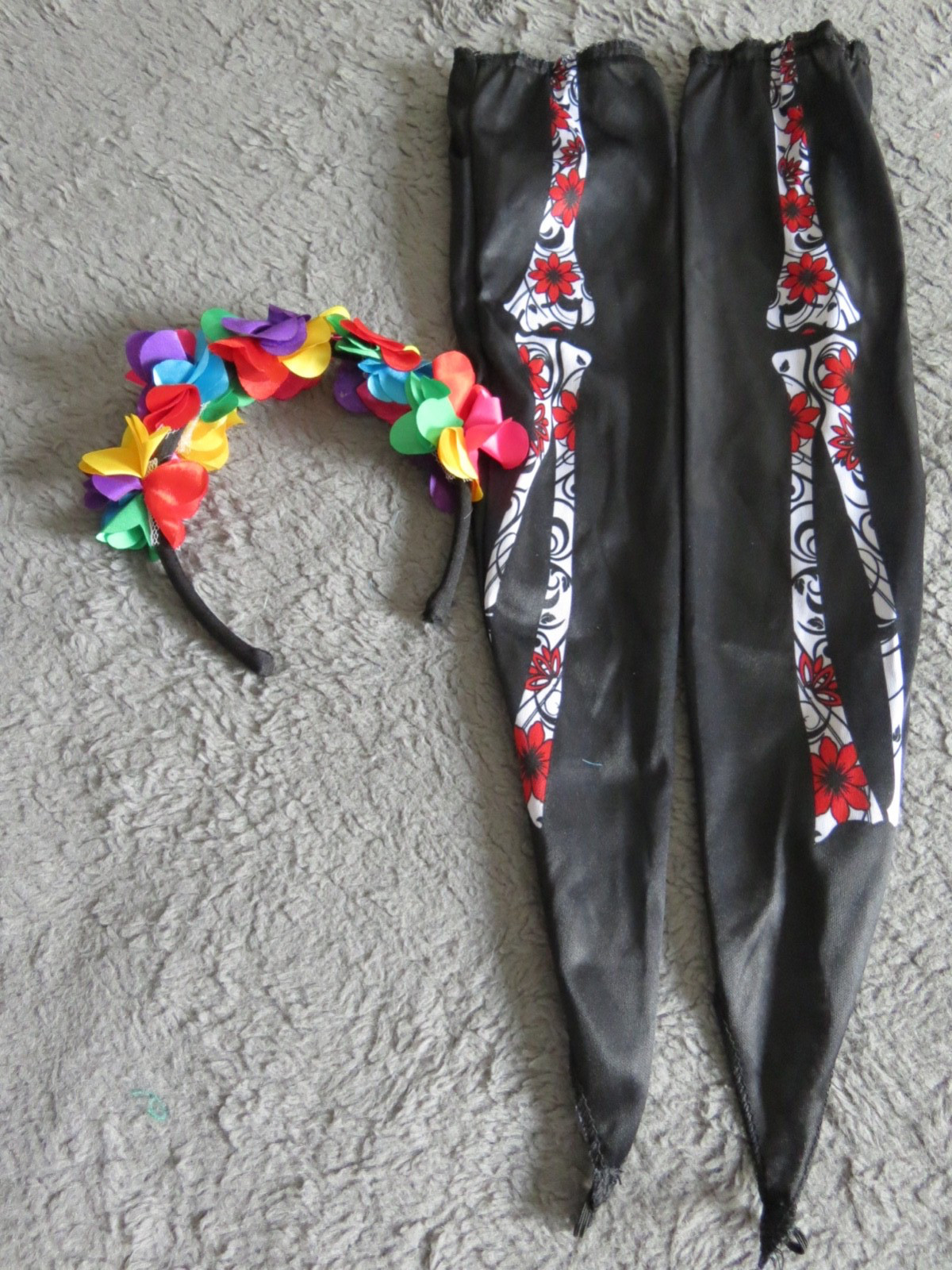 DAY OF THE DEAD SET FOREARM GLOVES & HEADBAND-DIAS DE LOS MUERTOS