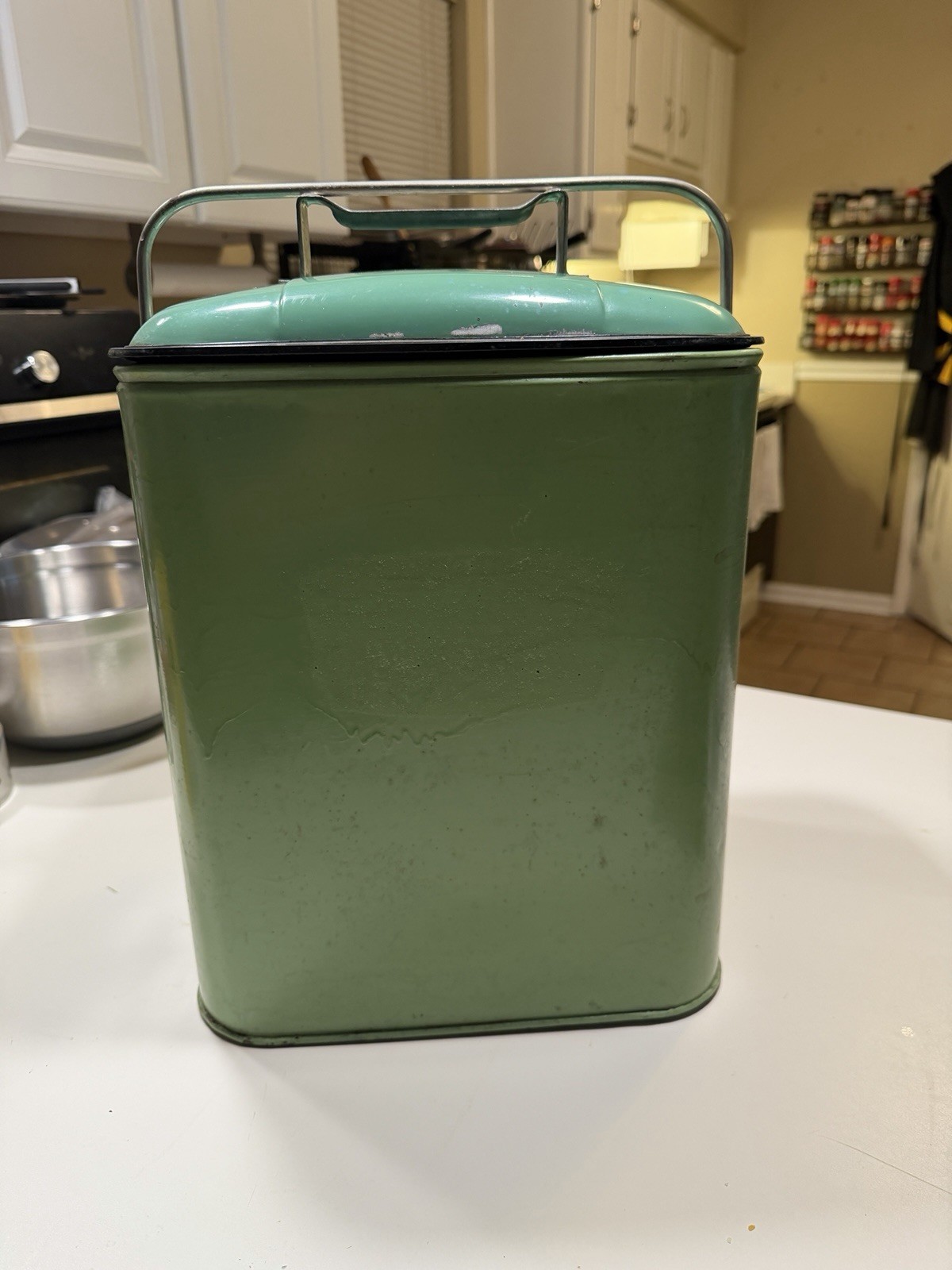 Vintage 50s Magikooler Leisure Chest Rusty Picnic Ice Chest Cooler Green 16"x9"