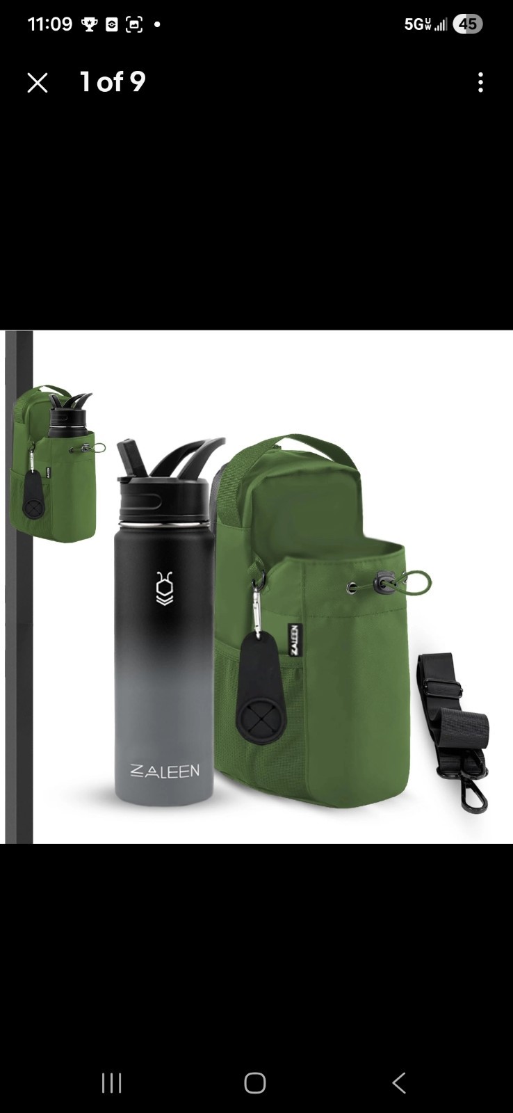 ZALEEN 3-in-1 Magnetic Gym Bag with 22oz Water 6 x 4 x 9.2 inches, Green