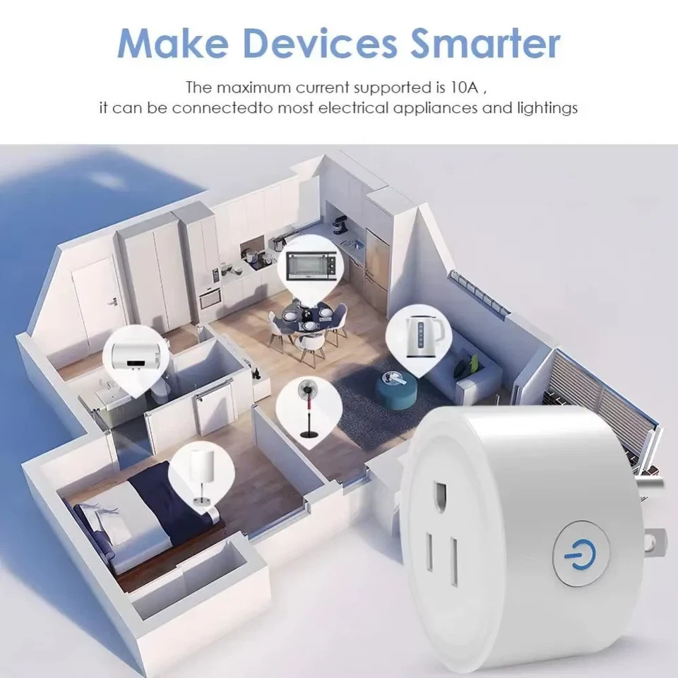 Tuya Smart Wifi Plug US Standard Wireless Outlet 10A Remote Control Smart Home**