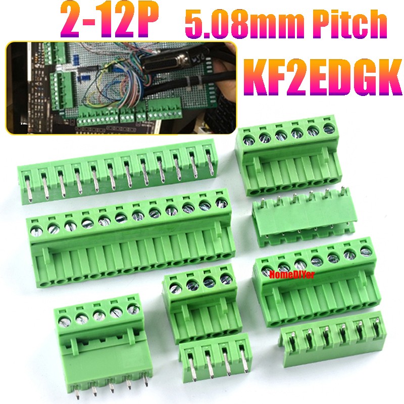 PCB Terminal Block Connector KF2EDGK Plug 5.08mm Pitch Straight/Bent 2 3 4 5-12P