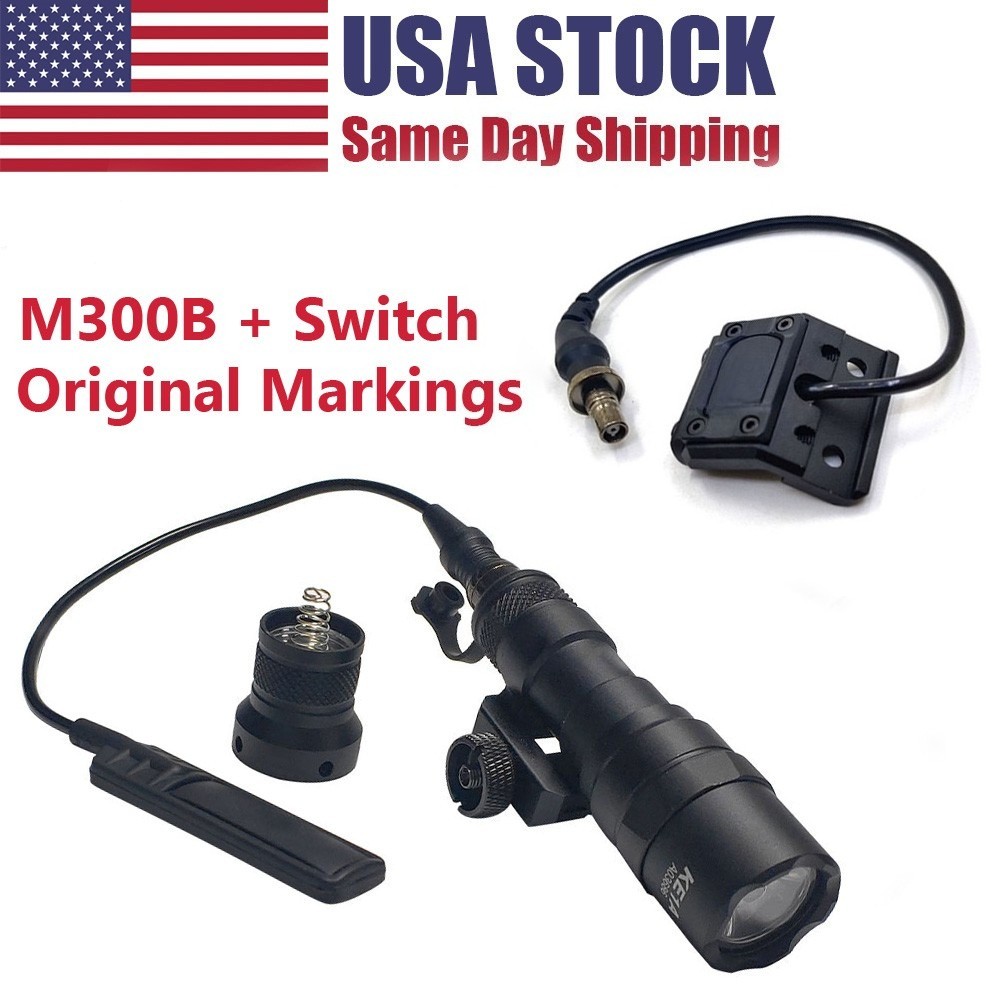 Tactical M300B Weapon Light Small Flashlight Set + Remote Button Switch US -Mark