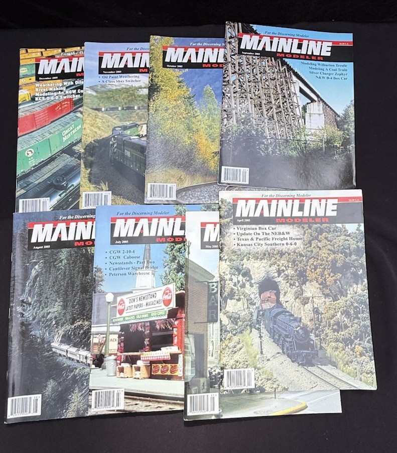 Mainline Modeler Railroad Magazine Lot 2005 Model Train Magazines 8 Issues