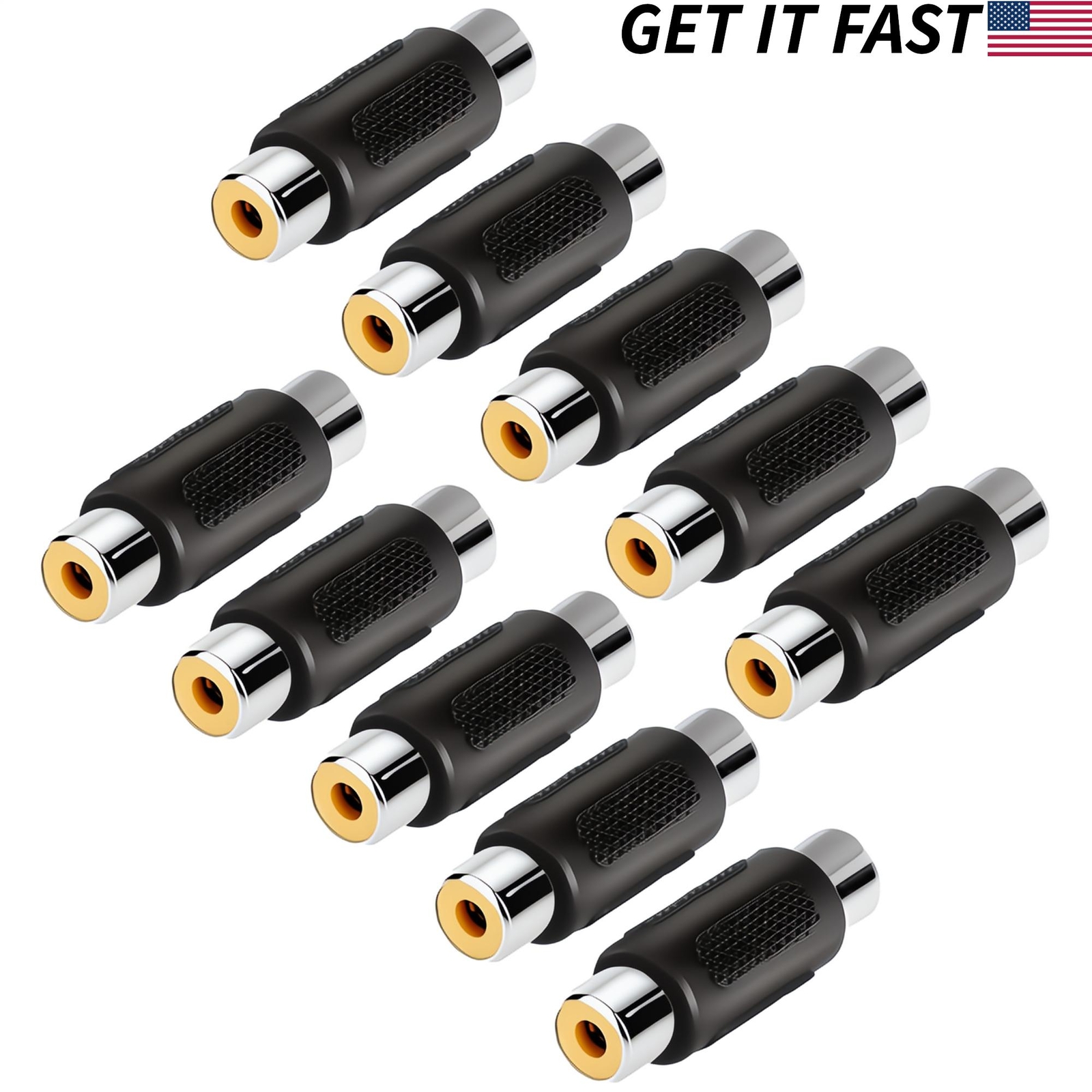 10pcs RCA Coupler AV Audio Video Female to Female Jack Adapter Connector