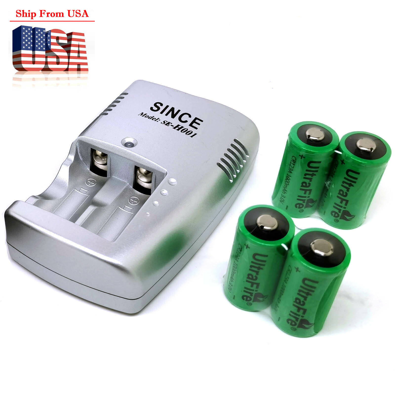 3V 1000mAh CR123A 17335 17345 Lithium Rechargeable Batteries w/ Battery Charger