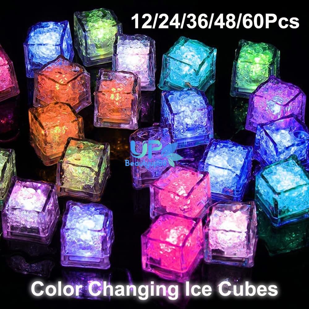 Lots Light Up Ice Cubes for Drinks Multi-Color LED Ice Cubes Waterproof BPA Free