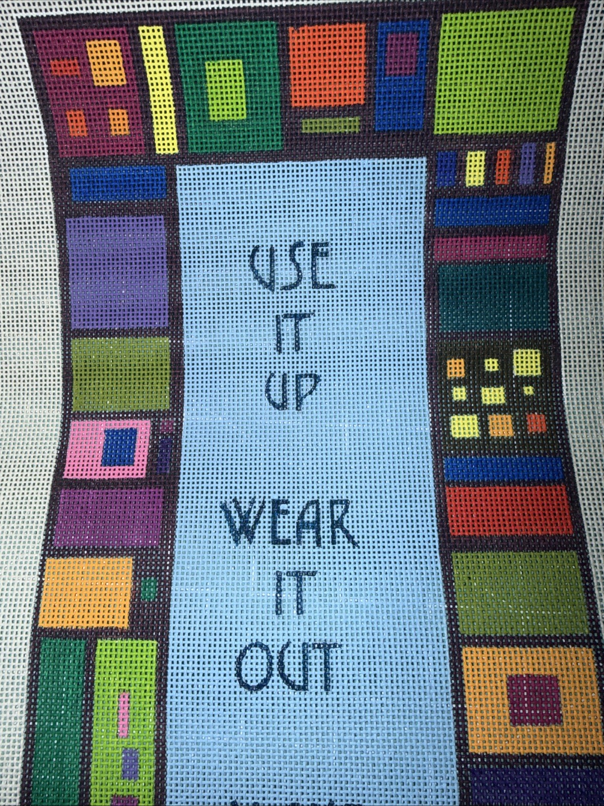 Hand Painted Needlepoint Canvas - Use It Up Quote by Zecca