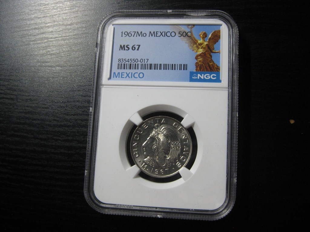 MEXICO 1967 MS 67 50 centavos NGC graded coin! Very high grade!!