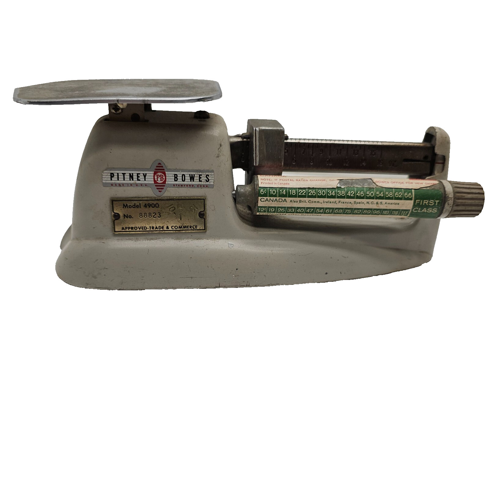 Pitney Bowes 4900 Postal Scale Metal Beam 16 oz Vintage Made in USA