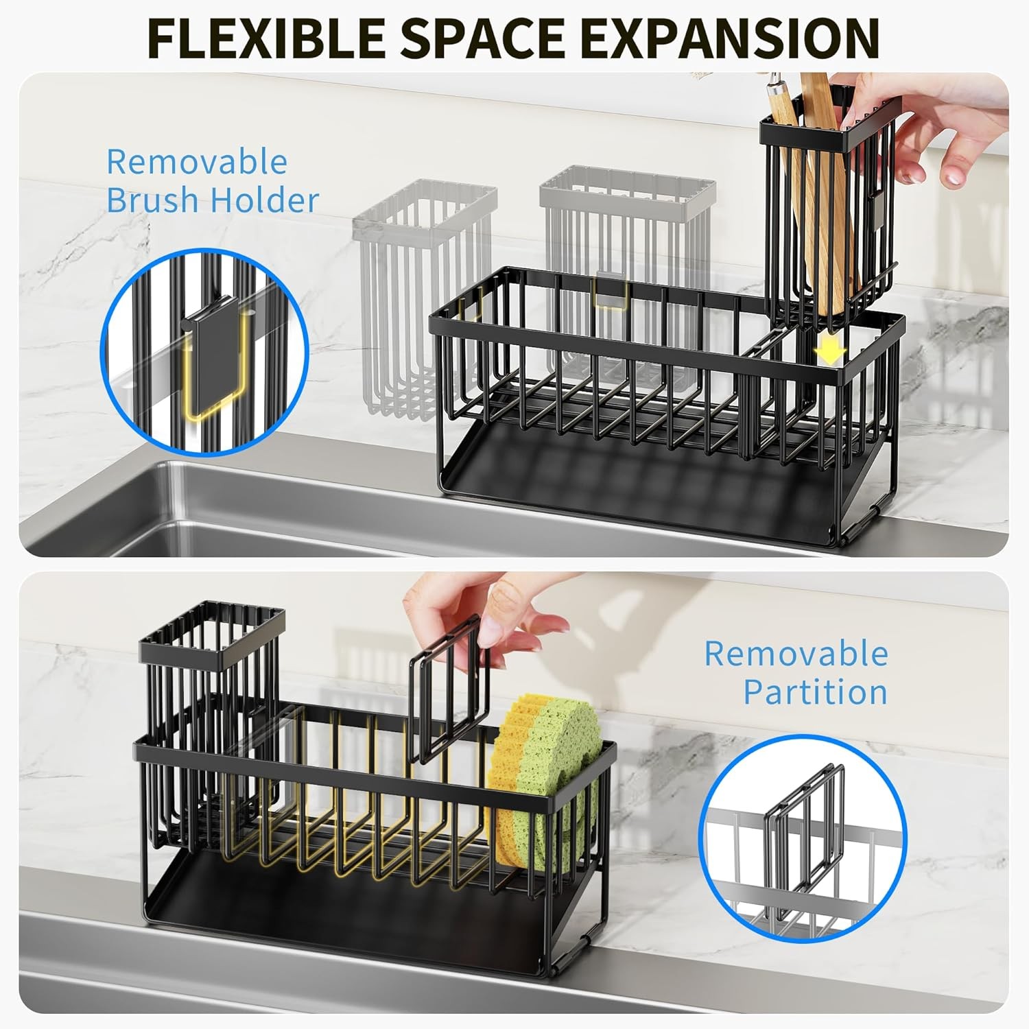 Self-draining Sink Storage Rack, Practical Kitchen Accessories Holder