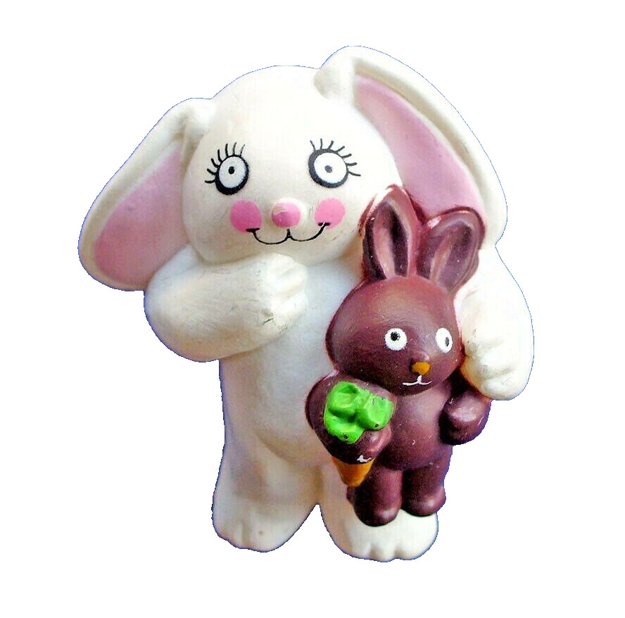 Easter Unlimited PIN Vintage BUNNY Rabbit WHITE Chocolate Baby Doll 1980s Brooch