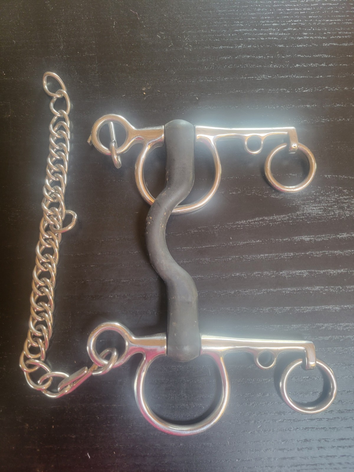 Western Horse Correction Bit with Curb Chain - Mullen Hard Rubber Type
