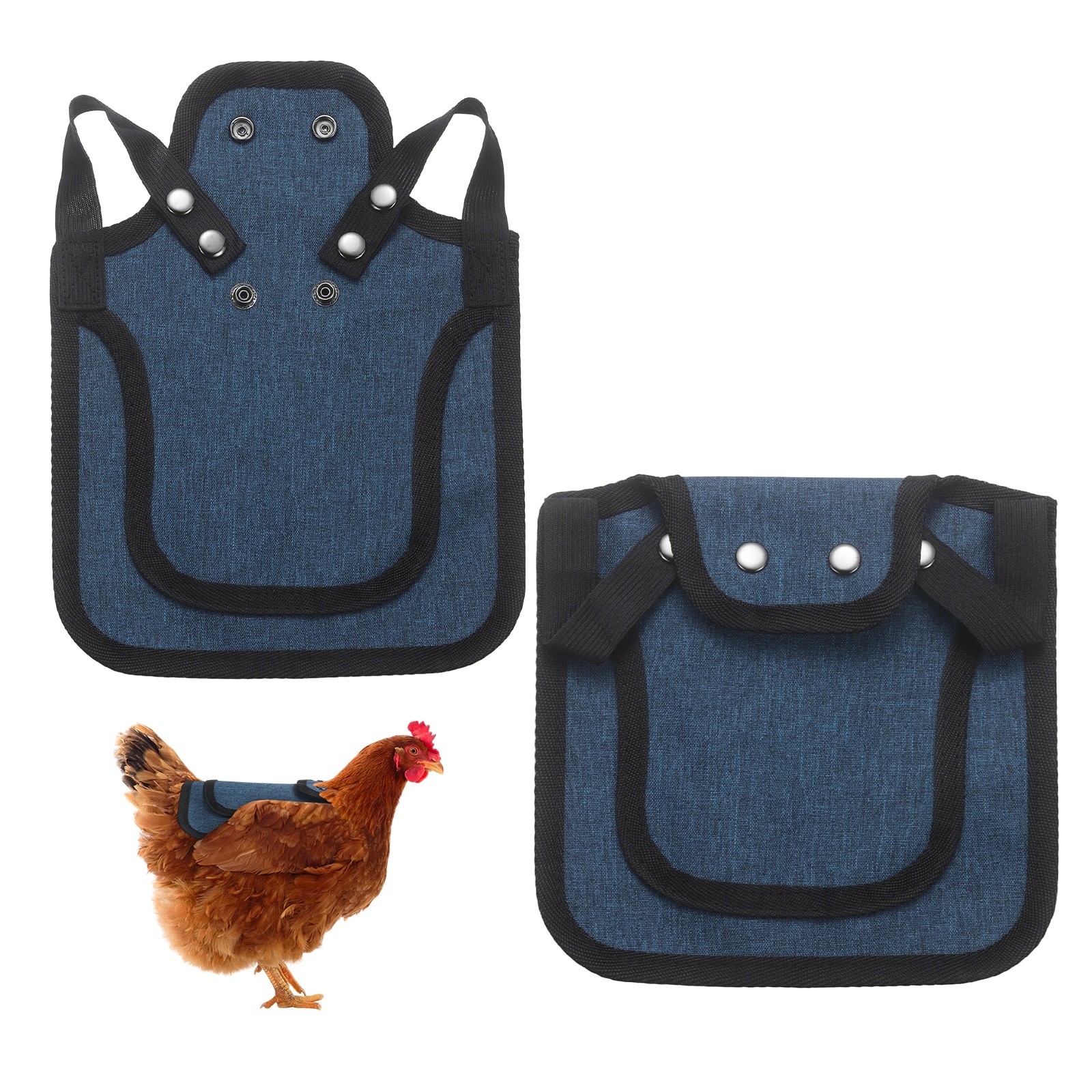 2-Pack Chicken Saddle with Adjustable Strap for Hens [Navy Blue]