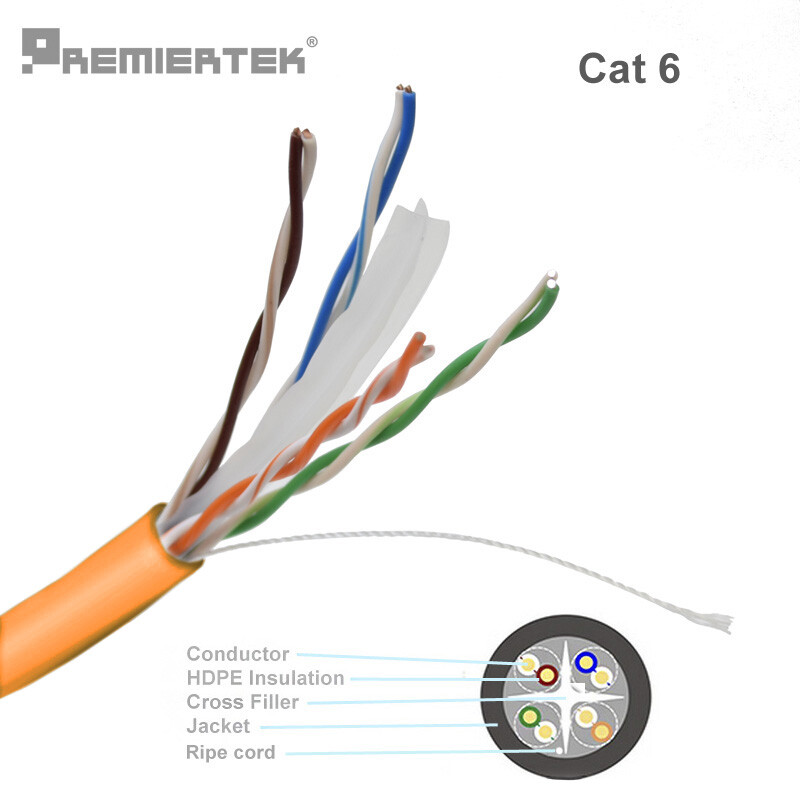 1000FT CAT6 UTP Solid 23AWG 550MHz CMR Riser CCA Network Ethernet Cable Orange