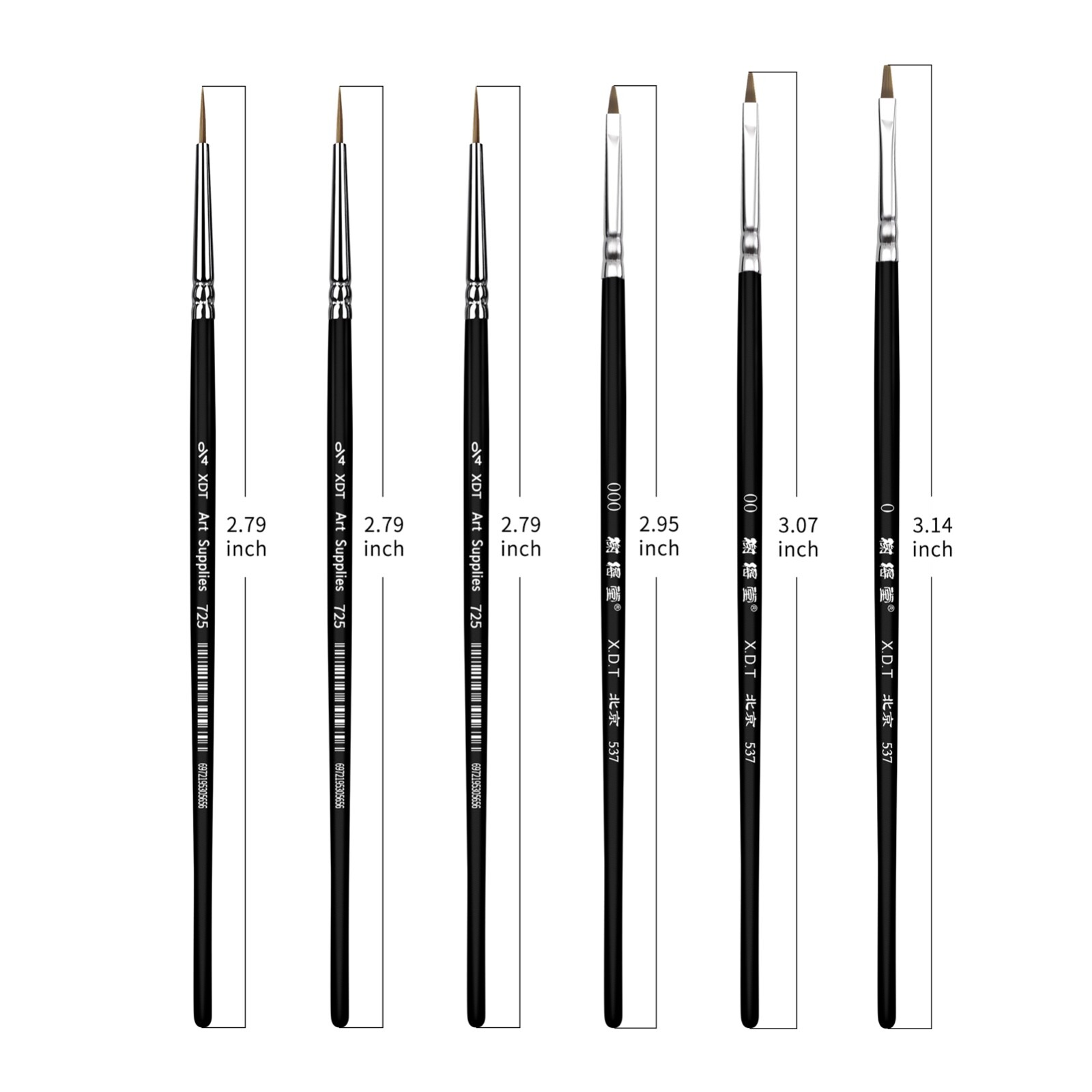 XDT#537+725 Micro Fine Flat Tip #0#00#000 & Pin Point #0000 Combo Set