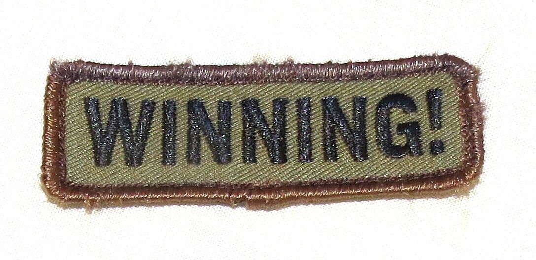 Winning 3 inch Green Brown Milspec Embroidered Moral Patch Hook Fastener