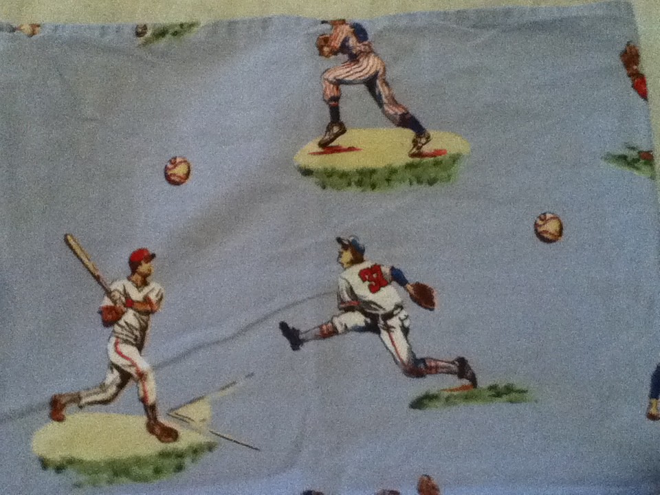 Pottery Barn Kids Blue Twin Size Baseball Flat Sheet