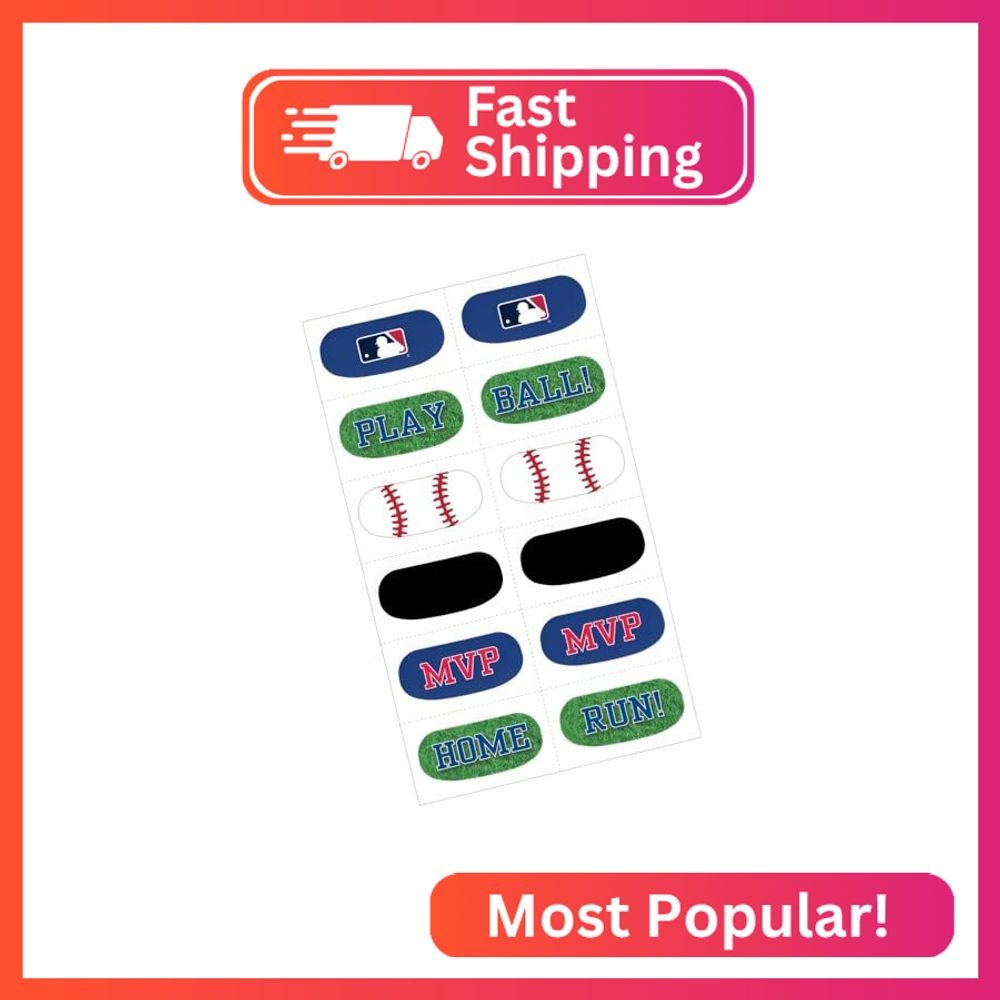 Amscan MLB Face Tattoos, 1/2' x 1 1/2', Multicolor - 12 Pcs