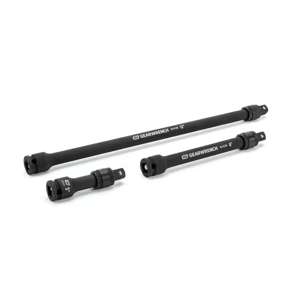 3/8 In. Drive Locking Impact Extension Set 3 In., 6 In. and 12 In. (3-Piece)