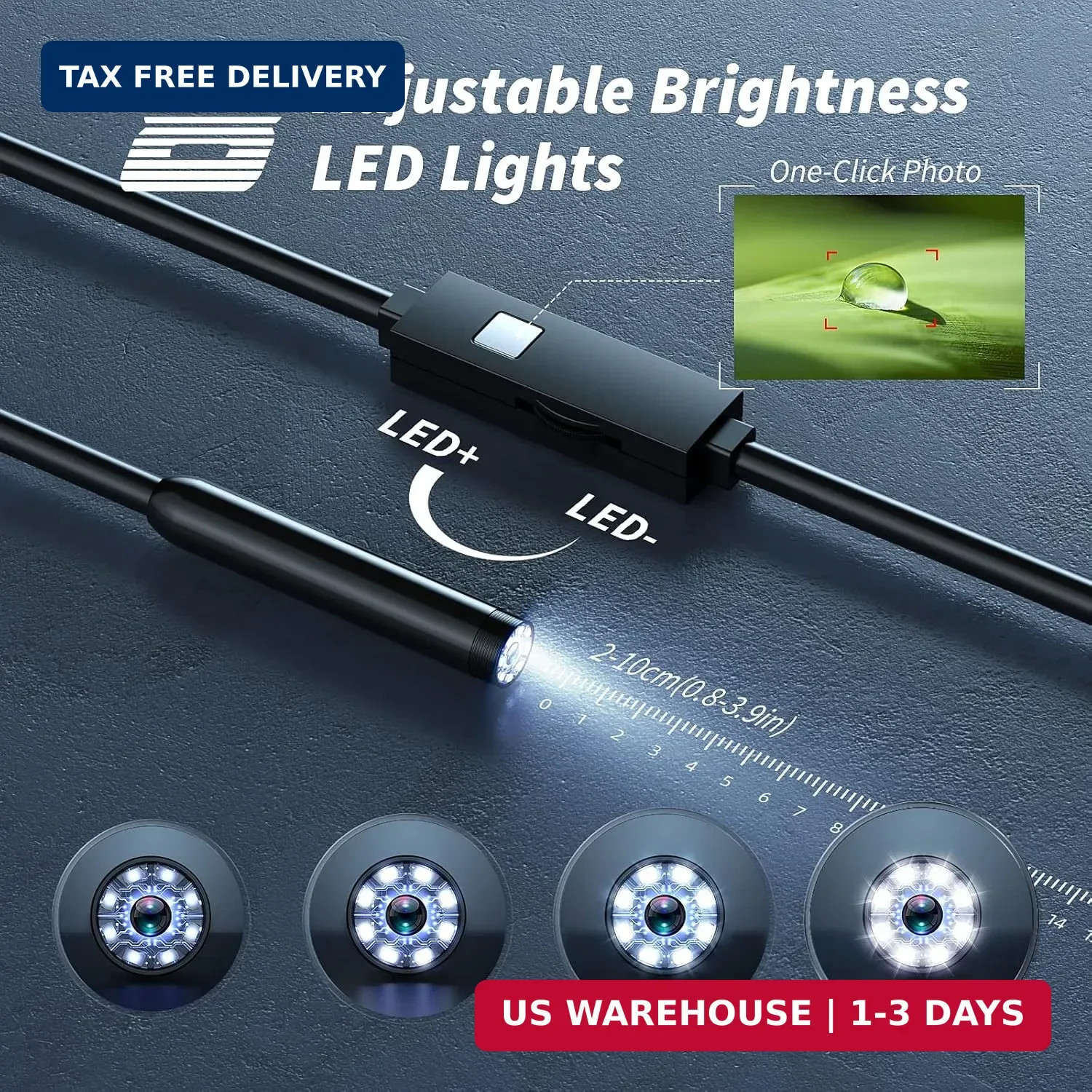 Endoscope Camera with Light,1920P HD Borescope Tools with 8 Adjustable L