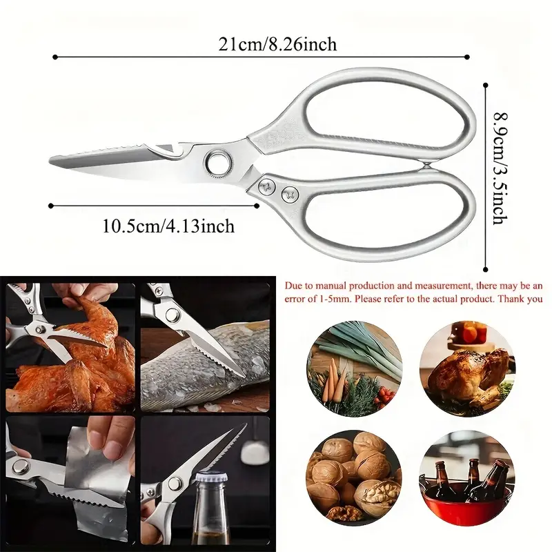 1pc Premium Stainless Steel Kitchen Scissors with Ergonomic Handle