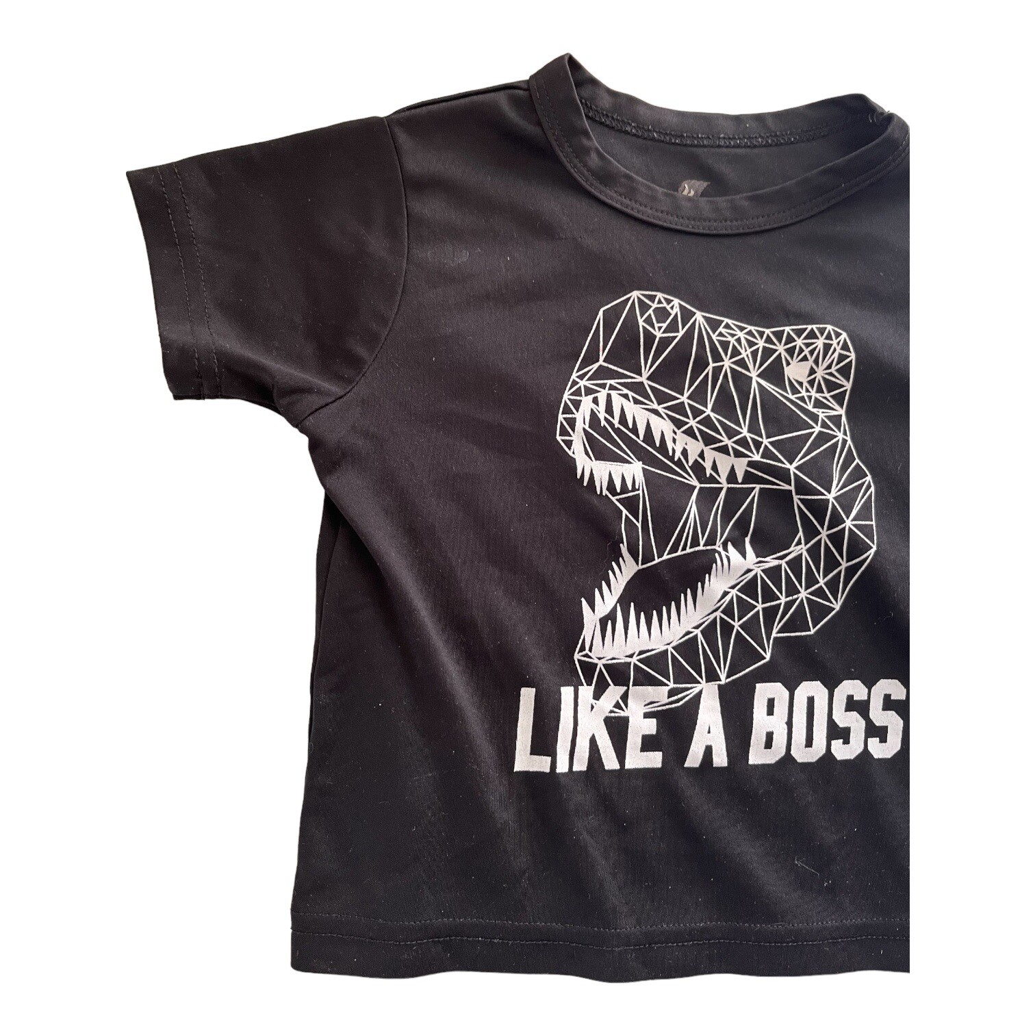 NM Sport Boys 12-18 M black Dinosaur graphic sweatshirt short sleeve polyester