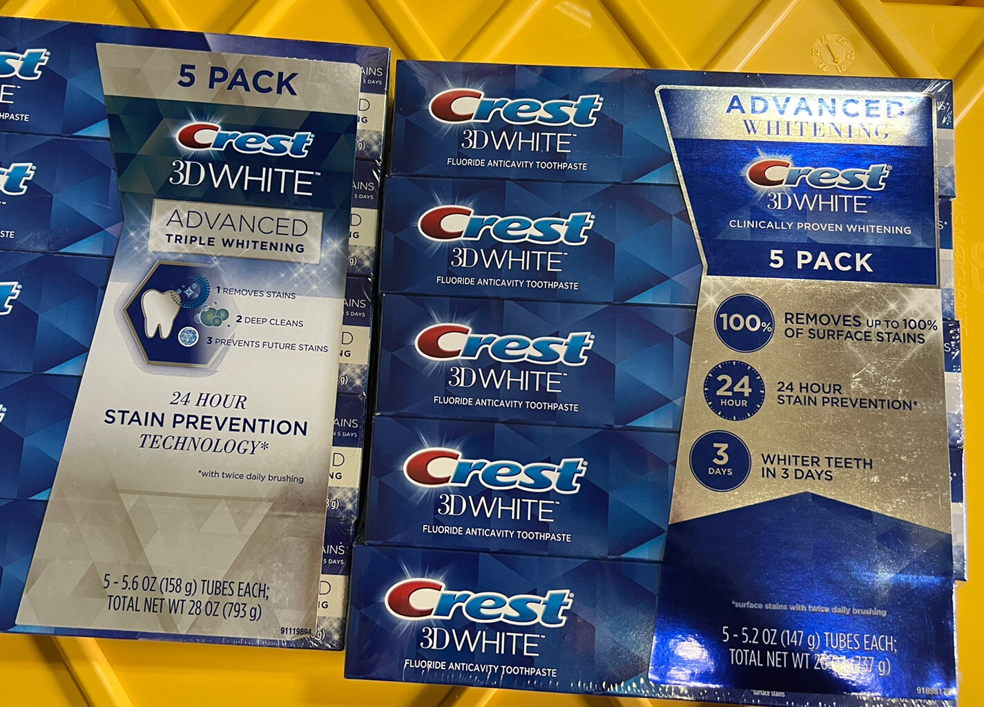 Crest 3D White Advanced Triple Whitening Toothpaste 5-pack