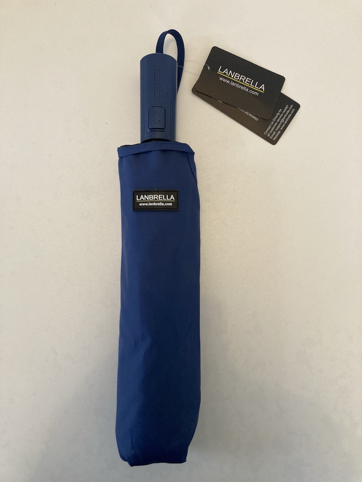 LANBRELLA Compact Reverse Folding Umbrella Auto Windproof Travel Umbrella Blue