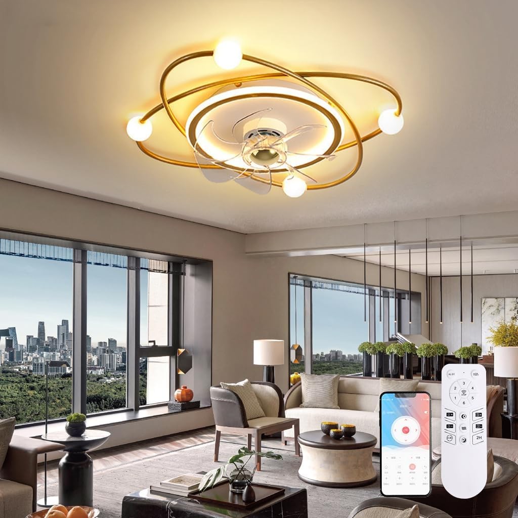 Low-noise Ceiling Fan Lighting Hallway Creative Design LED Ceiling Fan Lighting