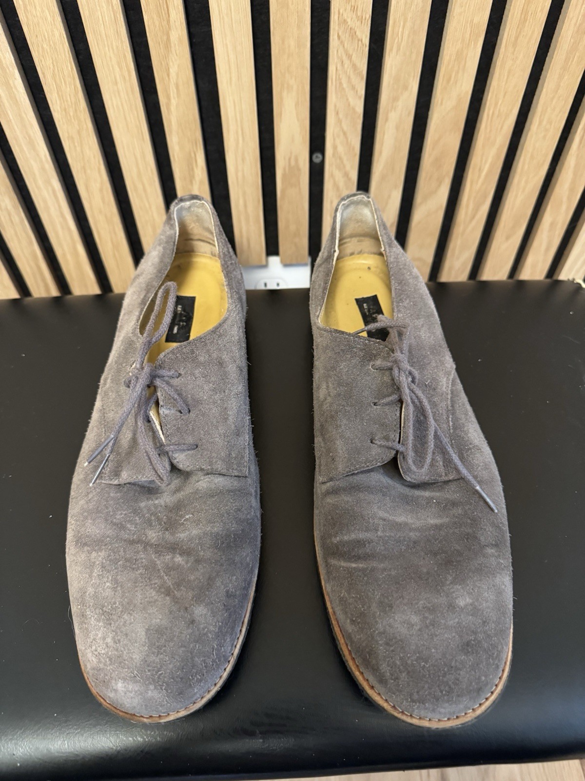 A.P.C. Gray Suede Crepe Sole Derbies Size EU 45 / US 11.5 To 12