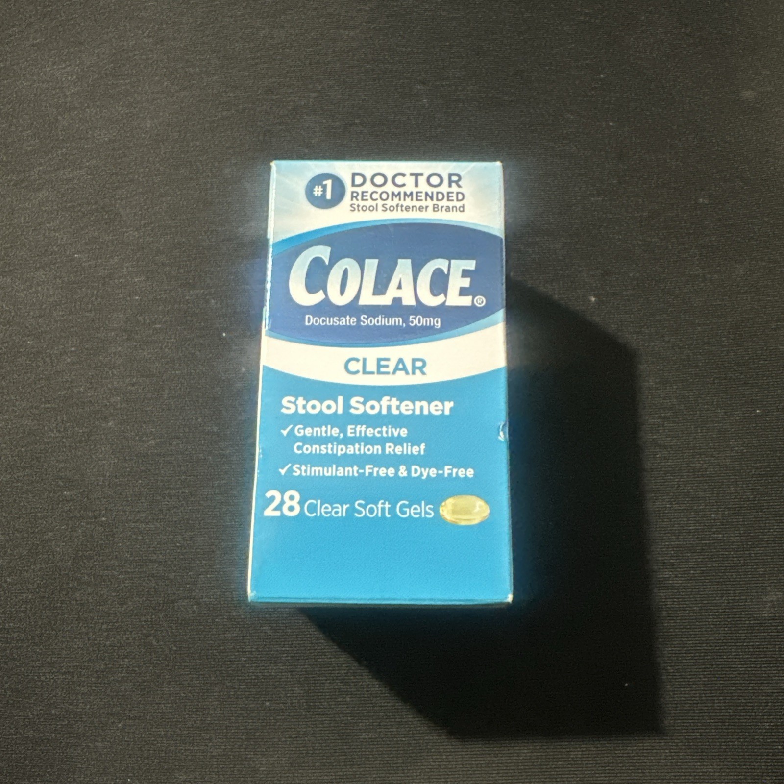 Colace Clear  Stool Softener 50 mg Soft Gel 28 CT’s Exp. 9/27
