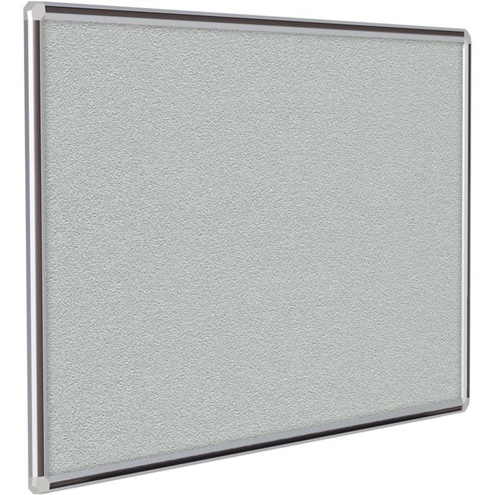 Pemberly Row Vinyl 4' x 8' Bulletin Board with Black Trim in Gray