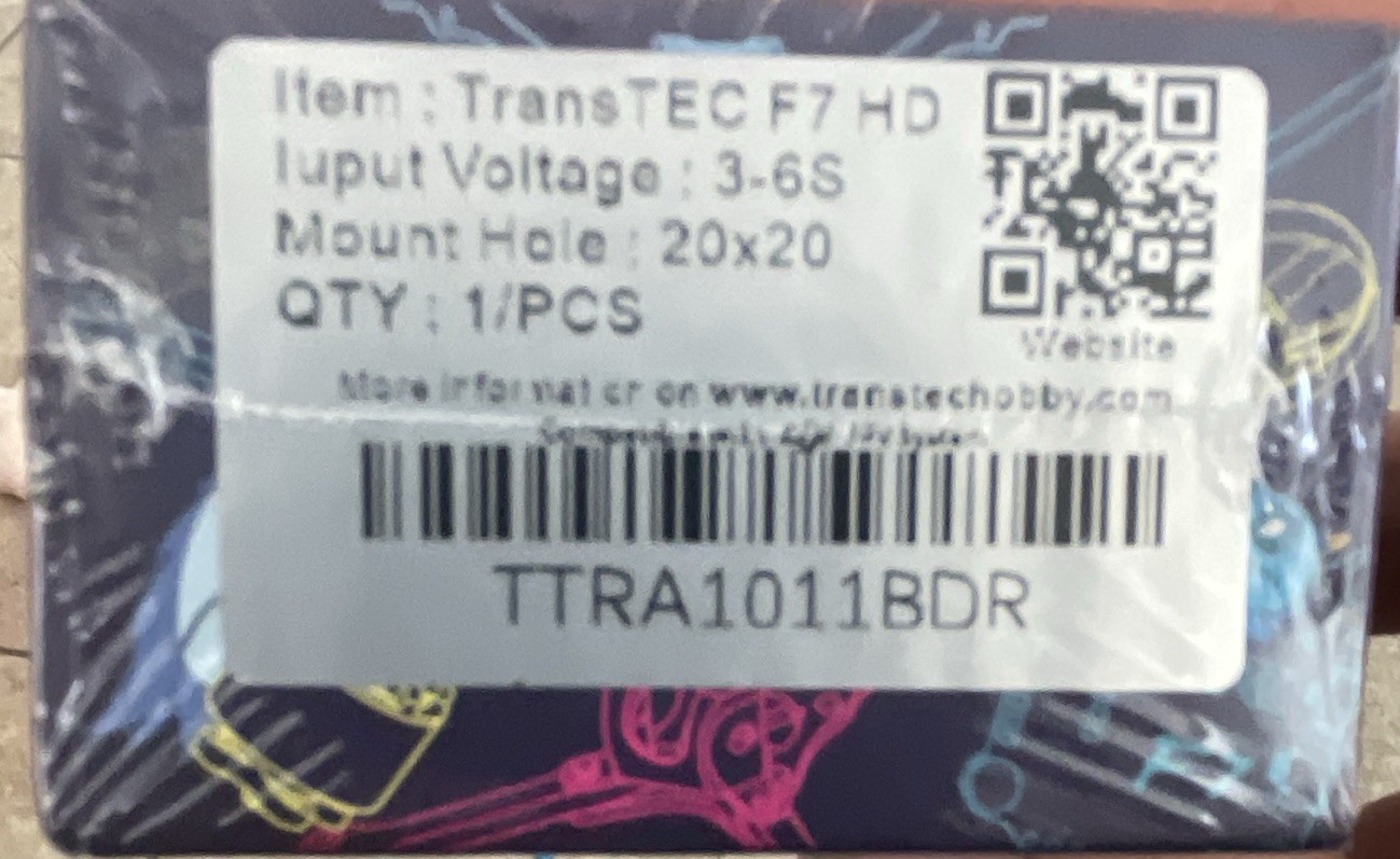 TransTEC F7 HD FPV 3-6S 20x20 Flight Controller Board Quadcopter TTRA1011BDR