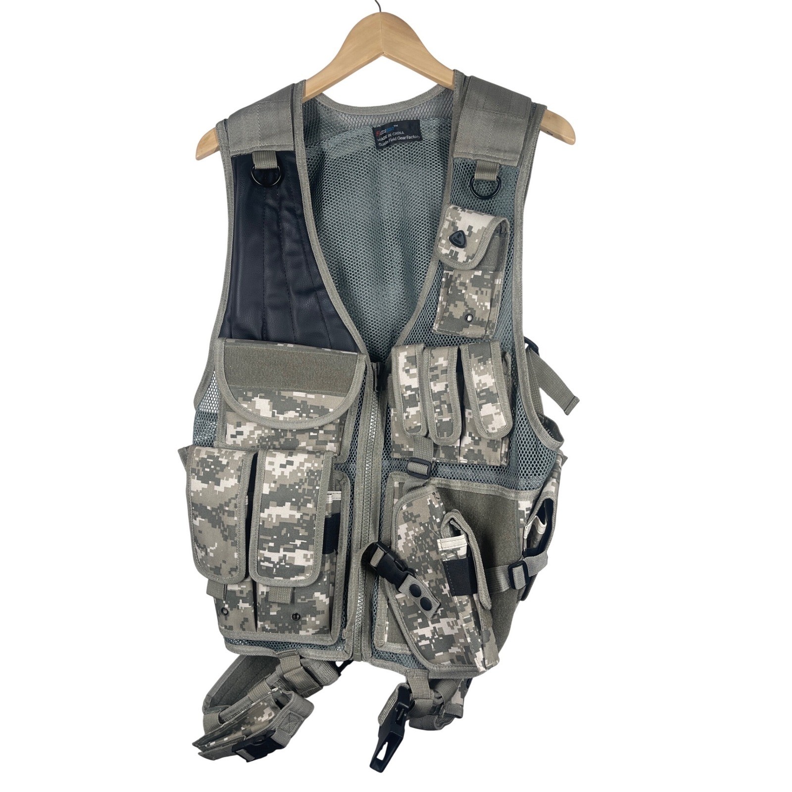 Fidragon ACU Digital Camo Tactical Vest with Holster and Mag Pouches Mens OSFM