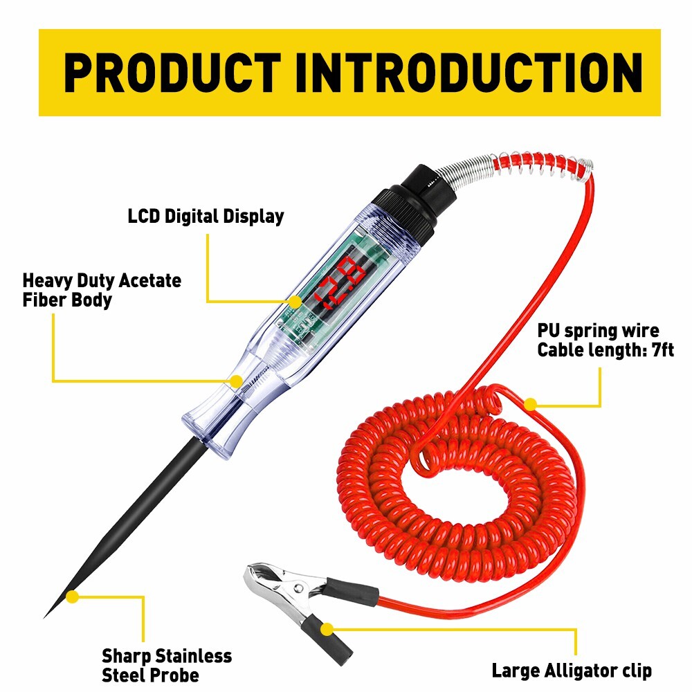 Car Circuit Tester Pen Auto Fuse Test Probe Light Tool For 6V 12V 24VDC Voltage