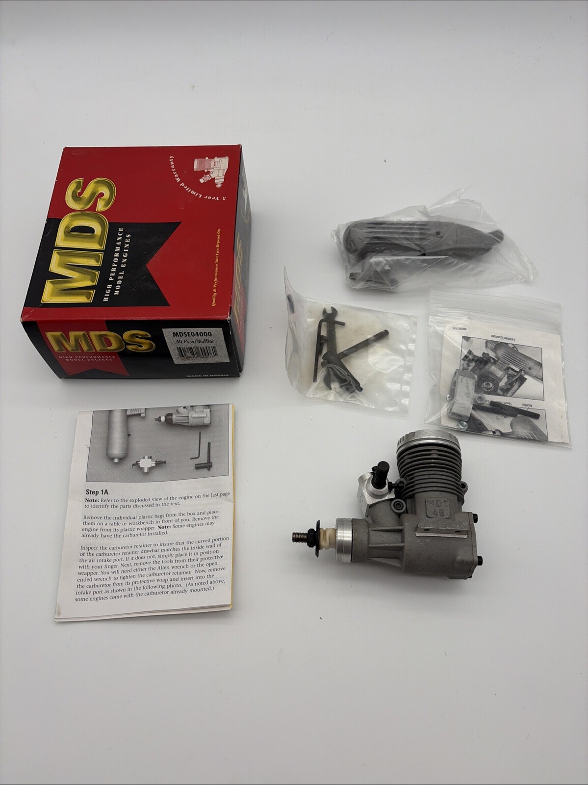 MDS 40 FS 6.5cc 2-Stroke Glow Engine for R/C Airplanes (Includes Muffler) M14
