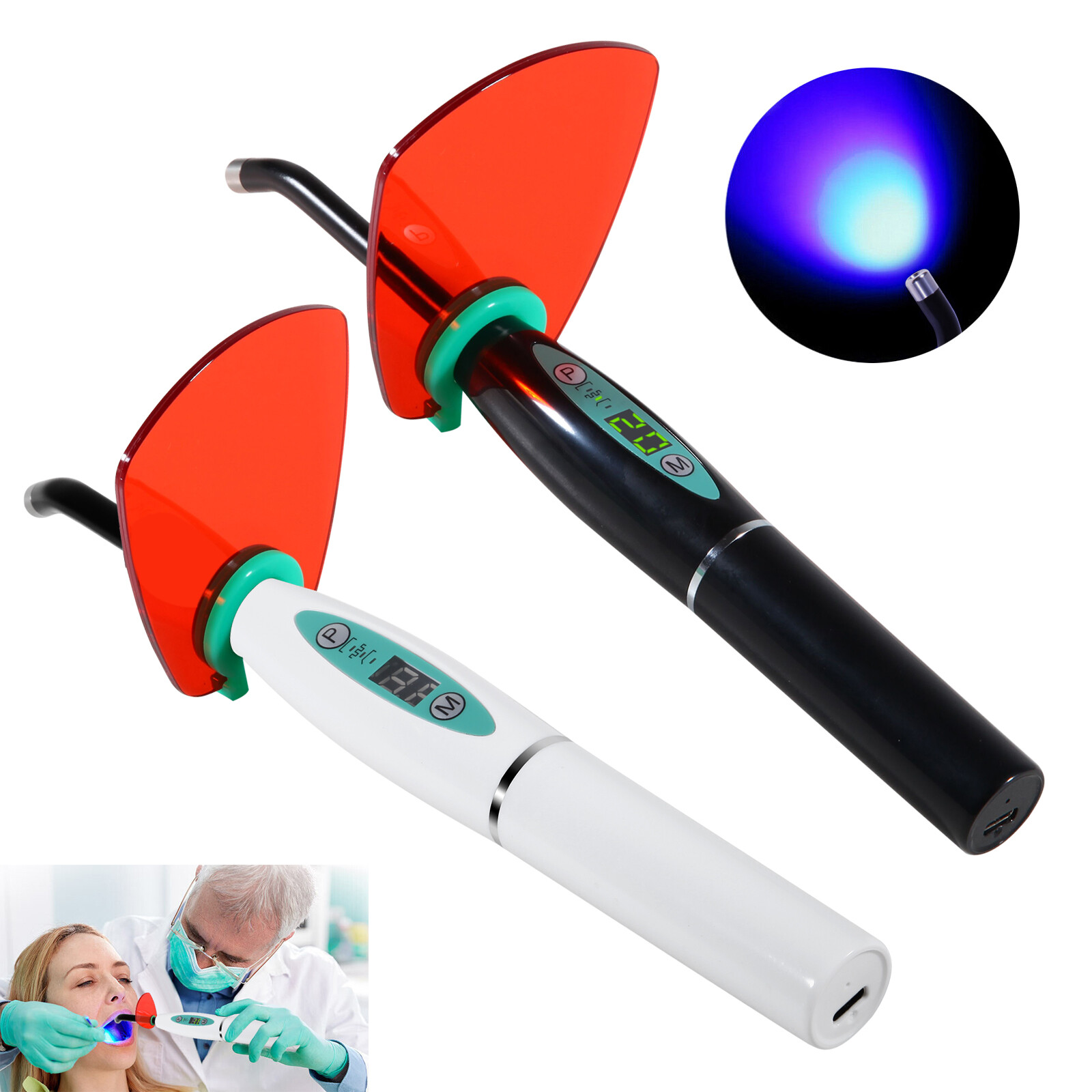 Dental Wireless Cordless LED Cure Curing Light Lamp 2000mw 5W Tool Resin Cure