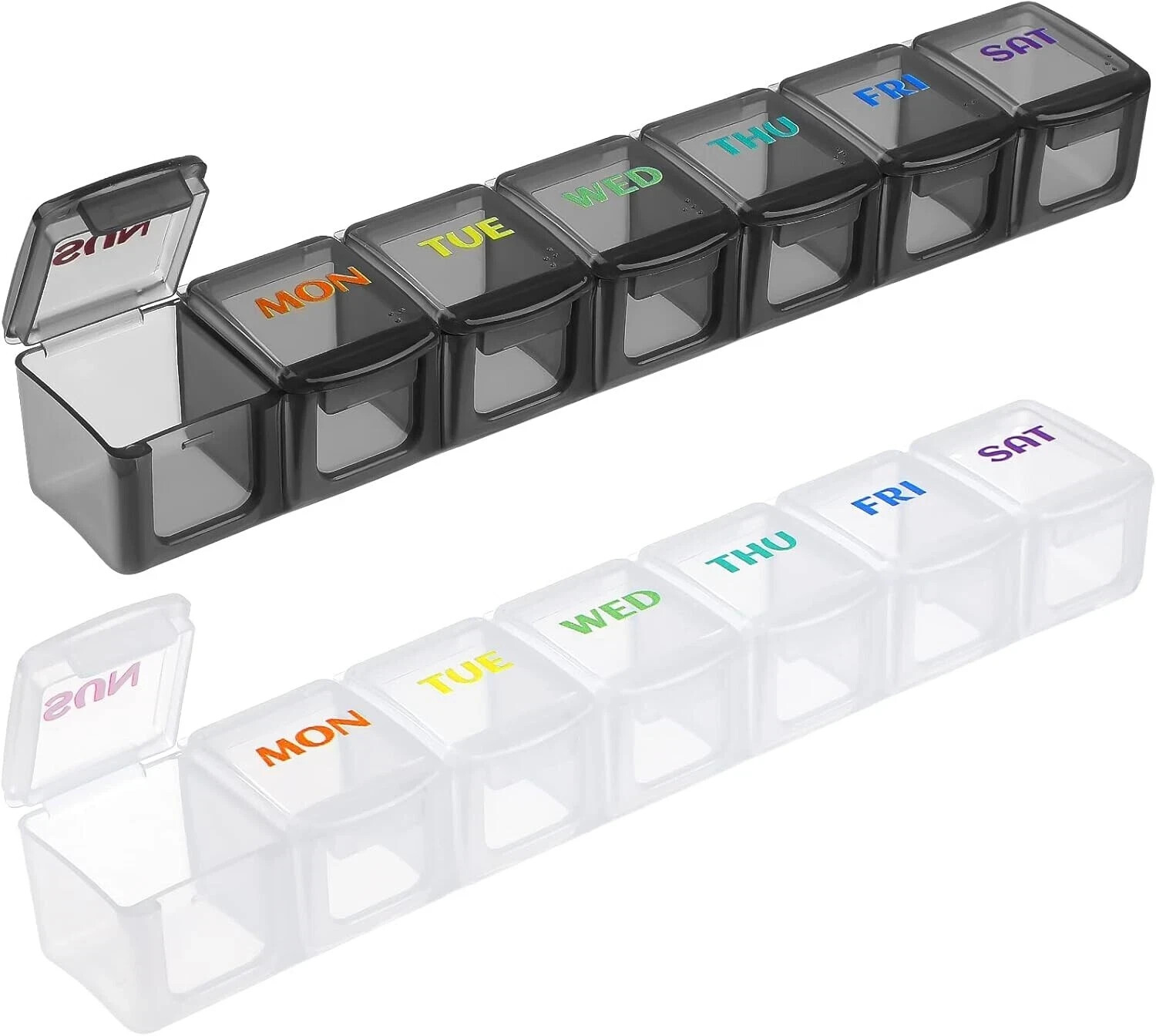 Weekly Pill Organizer - Travel Pill Organizer - 2pc Black & White