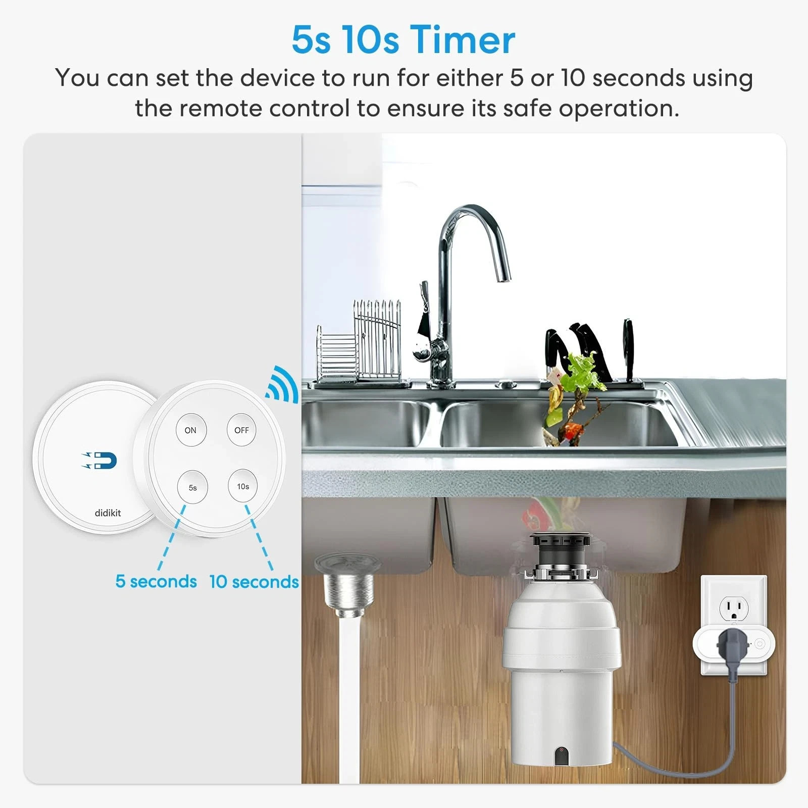 didikit Garbage Disposal Wireless Switch Kit, Sink Top Waste Disposal On/Off ...