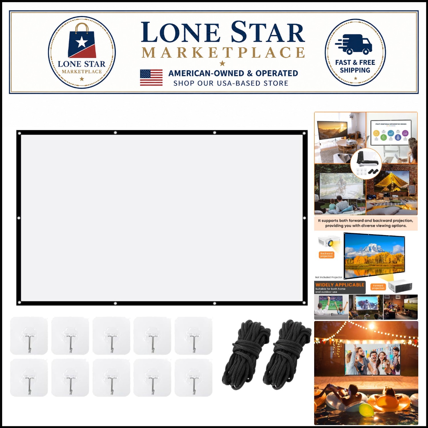 150"  Foldable Projection Screen for Stunning Indoor & Outdoor Viewing