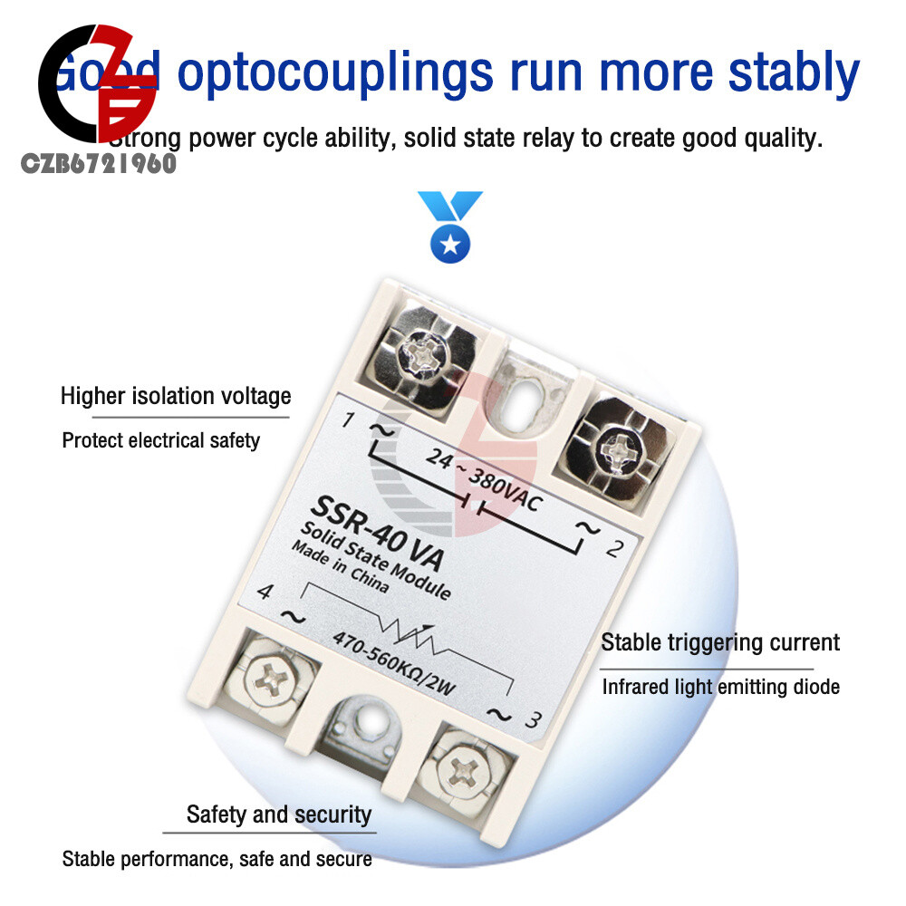 Solid State Relay Module with Knob Dial SSR-10VA SSR-25VA 40VA 60VA 80VA 100VA