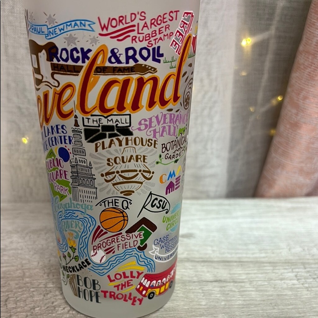 Cleveland Themed Frosted Glass