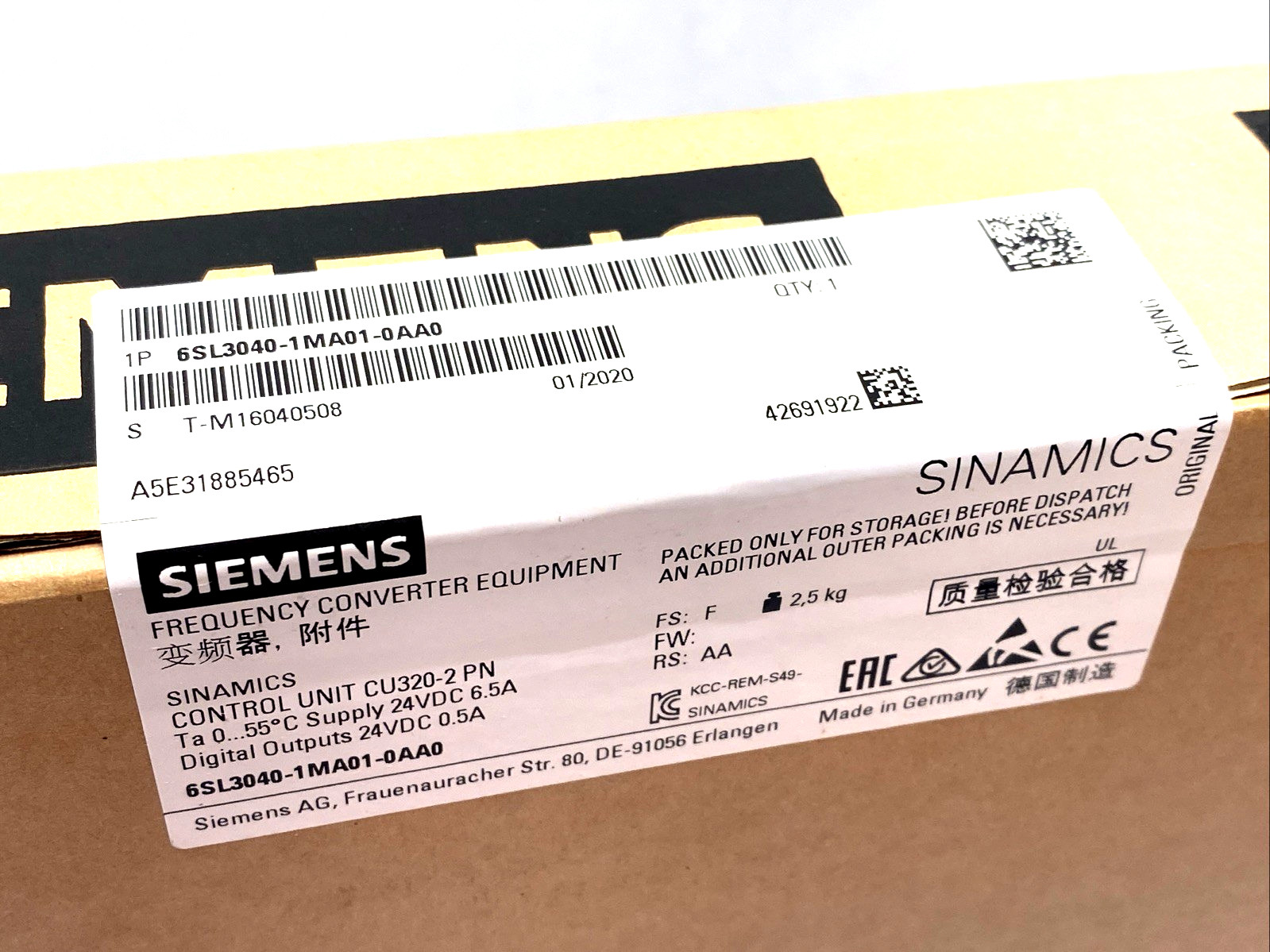 Siemens 6SL3040-1MA01-0AA0 SINAMICS Control Unit CU320-2